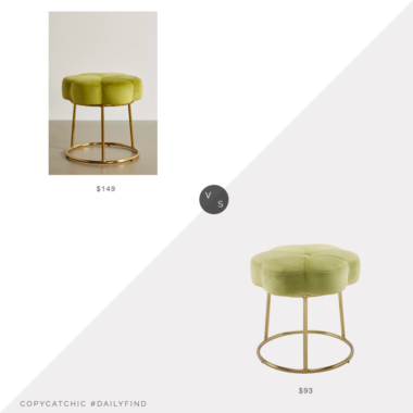 Daily Find: Urban Outfitters Ciara Flower Stool vs. Amazon Linon Light Green and Gold Vanity and Accent Talulah Stool, green vanity stool look for less, copycatchic luxe living for less, budget home decor and design, daily finds, home trends, sales, budget travel and room redos