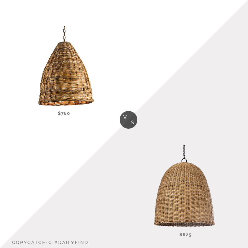 Daily Find: One Kings Lane Currey & Company Basket Rattan Pendant vs. 1-800 Lighting Regina Andrew Coastal Living Beehive Pendant, basket pendant light look for less, copycatchic luxe living for less, budget home decor and design, daily finds, home trends, sales, budget travel and room redos