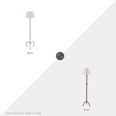Daily Find: Circa Lighting Visual Comfort Albert Petite Tri-Leg Floor Lamp vs. Overstock 100-watt Iron Floor Lamp with Pull Chain, iron floor lamp look for less, copycatchic luxe living for less, budget home decor and design, daily finds, home trends, sales, budget travel and room redos