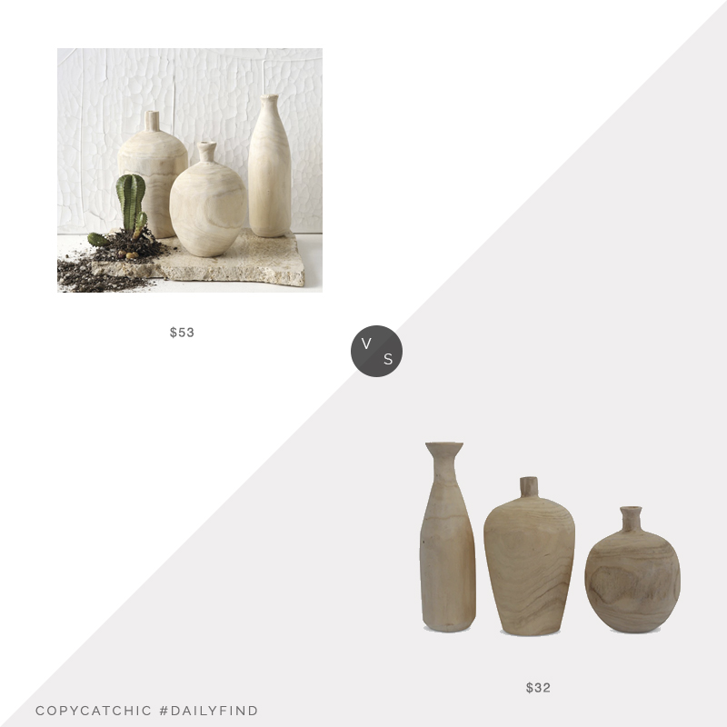 Daily Find: Ebay Natural Paulownia Wood Vase Set vs. Lulu and Georgia Charlynn Wood Vase Set, wood vases look for less, copycatchic luxe living for less, budget home decor and design, daily finds, home trends, sales, budget travel and room redos