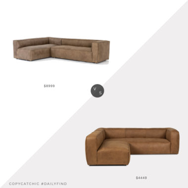 Daily Find: Stoffer Home Nora Leather Sectional vs. Article Cigar Sectional, leather sectional look for less, copycatchic luxe living for less, budget home decor and design, daily finds, home trends, sales, budget travel and room redos