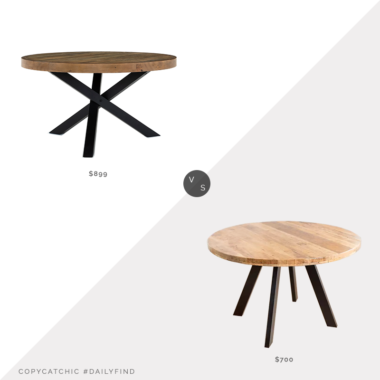 Daily Find: Grayson Living Four Hands Woodenforge Round Dining Table vs. Kirkland's Glenn Natural Wood Dining Table, reclaimed wood dining table look for less, copycatchic luxe living for less, budget home decor and design, daily finds, home trends, sales, budget travel and room redos