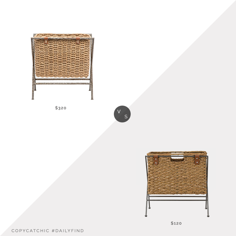Daily Find: Stephanie Cohen Home Pigeon and Poodle Hemley Magazine Rack vs. Shoppe Amber Interiors Seagrass & Rattan Woven Magazine Rack, rattan magazine rack look for less, copycatchic luxe living for less, budget home decor and design, daily finds, home trends, sales, budget travel and room redos