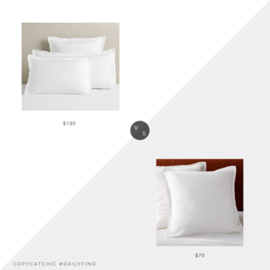Daily Find: Pottery Barn Belgian Flax Linen Double Flange Pillow Shams, Set of 2 vs. CB2 Linen White Euro Shams, Set of 2, linen shams look for less, copycatchic luxe living for less, budget home decor and design, daily finds, home trends, sales, budget travel and room redos