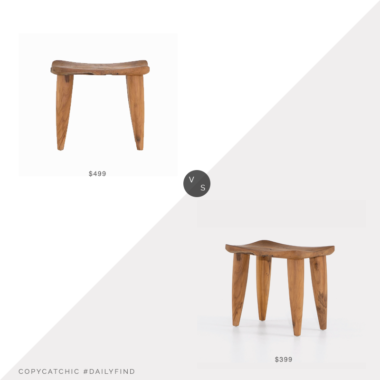 Daily Find: Pottery Barn Leighton FSC Teak Accent Stool vs. Burke Decor Zuri Stool, teak stool look for less, copycatchic luxe living for less, budget home decor and design, daily finds, home trends, sales, budget travel and room redos