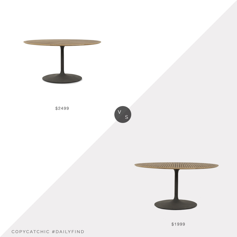 Daily Find: Pottery Barn Nami Teak Round Dining Table vs. Zin Home Reina Teak Top Bistro Table, outdoor tulip table look for less, copycatchic luxe living for less, budget home decor and design, daily finds, home trends, sales, budget travel and room redos
