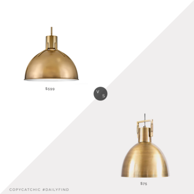 Daily Find: Build with Ferguson Hinkley Lighting Argo Pendant vs. Kirkland's Brushed Gold Pendant Light, gold pendant light look for less, copycatchic luxe living for less, budget home decor and design, daily finds, home trends, sales, budget travel and room redos