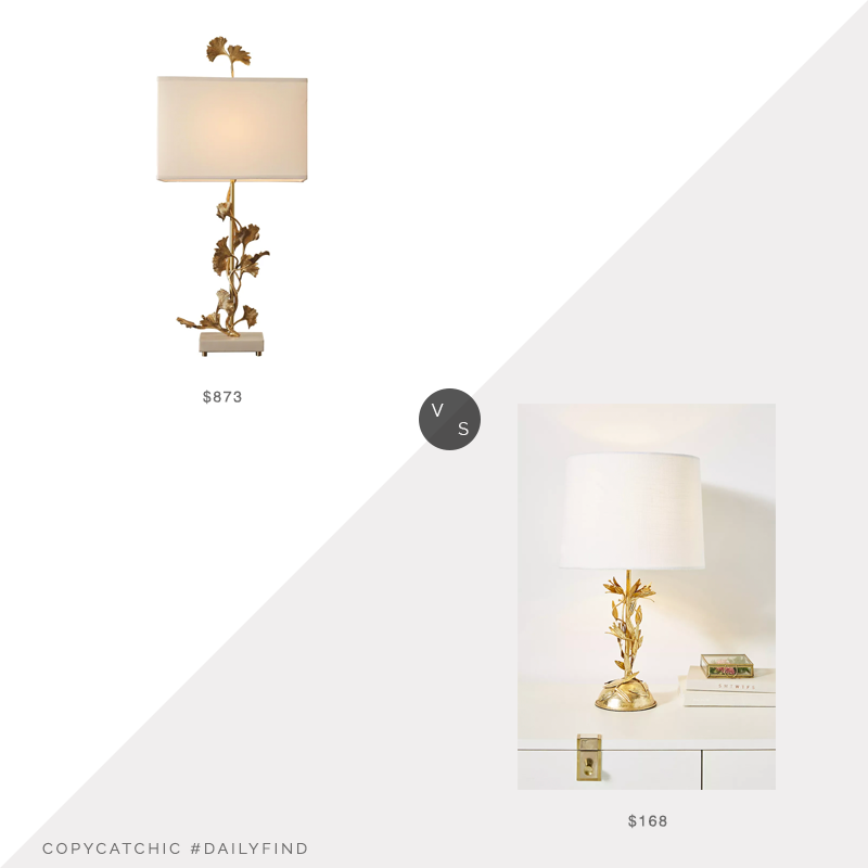Daily Find: Perigold Global Views Ginkgo Table Lamp vs. Anthropologie Hana Table Lamp, gold floral lamp look for less, copycatchic luxe living for less, budget home decor and design, daily finds, home trends, sales, budget travel and room redos