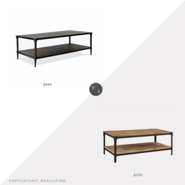 Daily Find: Pottery Barn Juno Reclaimed Wood Coffee Table vs. Bed Bath & Beyond Forest Gate Wheatland Coffee Table, reclaimed wood coffee table look for less, copycatchic luxe living for less, budget home decor and design, daily finds, home trends, sales, budget travel and room redos