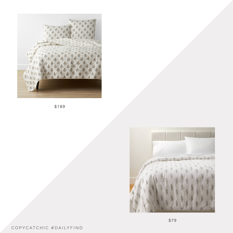 Daily Find: The Company Store Petite Floral Handcrafted Quilt vs. Target Lofty Cotton Slub Wood Block Floral Quilt Threshold, floral quilt look for less, copycatchic luxe living for less, budget home decor and design, daily finds, home trends, sales, budget travel and room redos