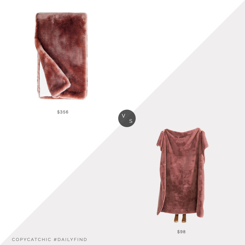 Daily Find: Houzz Couture Collection Faux Fur Throw vs. Anthropologie Sophie Faux Fur Throw Blanket, pink faux fur throw look for less, copycatchic luxe living for less, budget home decor and design, daily finds, home trends, sales, budget travel and room redos