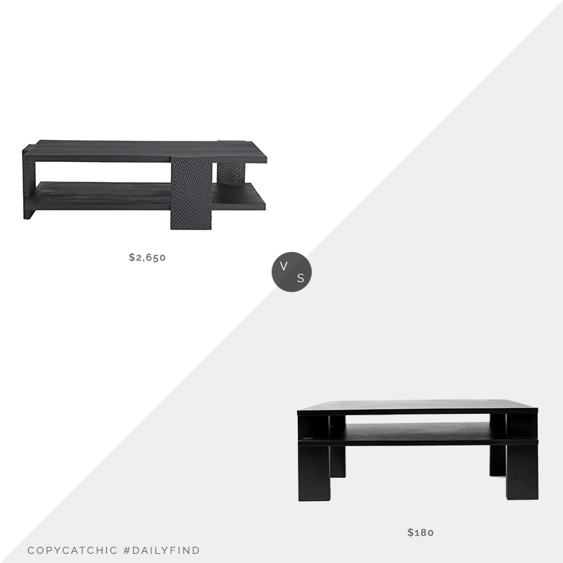 Daily Find: Kathy Kuo Home Arteriors Aiden Cocktail Table vs. Russet The Champ Cocktail Table, chunky black coffee table look for less, copycatchic luxe living for less, budget home decor and design, daily finds, home trends, sales, budget travel and room redos