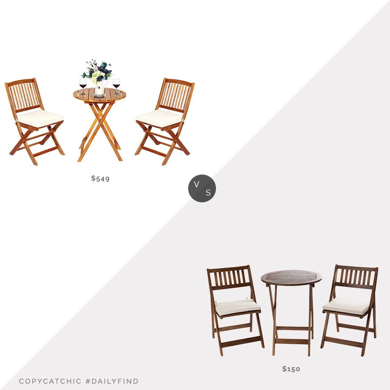 Daily Find: Lowe's Clihome 3-Piece Bistro Patio Set vs. Kirkland's Acacia Wood 3-pc. Bistro Set, outdoor bistro set look for less, copycatchic luxe living for less, budget home decor and design, daily finds, home trends, sales, budget travel and room redos