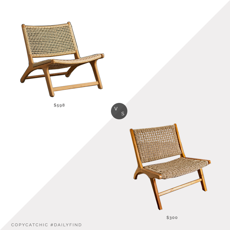Daily Find: Terrain Havana Open Weave Armless Chair vs. Kirkland's Natural Teak and Rattan Accent Chair, armless woven chair look for less, copycatchic luxe living for less, budget home decor and design, daily finds, home trends, sales, budget travel and room redos