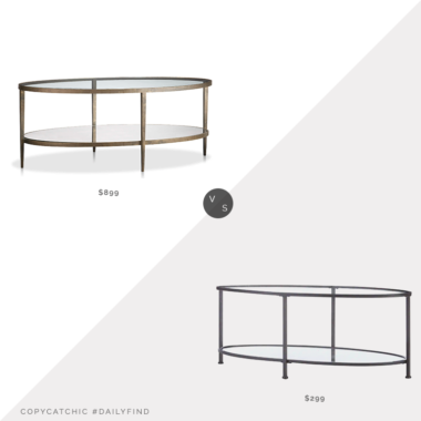 Daily Find: Crate & Barrel Clairemont Oval Coffee Table vs. Home Depot Home Decorators Collection Bella Oval Glass Coffee Table, oval glass coffee table look for less, copycatchic luxe living for less, budget home decor and design, daily finds, home trends, sales, budget travel and room redos