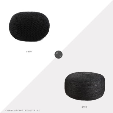 Daily Find: Burke Decor Jute Knit Pouf vs. CB2 Large Black Braided Jute Pouf, black jute pouf look for less, copycatchic luxe living for less, budget home decor and design, daily finds, home trends, sales, budget travel and room redos