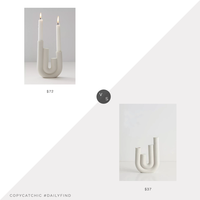 Daily Find: Free People Double U Candlestick Holder vs. Flovina Design Ceramic Simple White Pipe Candlestick Holder, modern candlestick look for less, copycatchic luxe living for less, budget home decor and design, daily finds, home trends, sales, budget travel and room redos