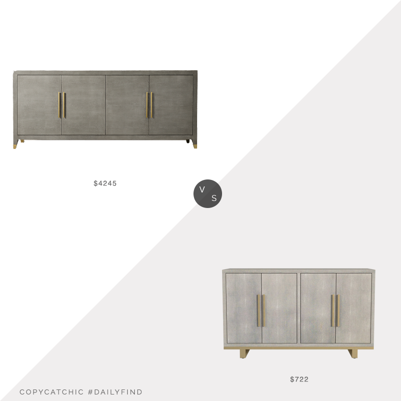 Daily Find: Restoration Hardware Graydon Shagreen Panel 4-Door Sideboard vs. Overstock Four Dour Shagreen Sideboard in Gray Wash, shagreen sideboard look for less, copycatchic luxe living for less, budget home decor and design, daily finds, home trends, sales, budget travel and room redos