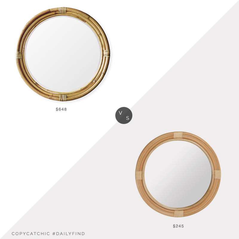 Daily Find: Serena and Lily Montara Mirror vs. Amazon Kouboo Nautical Decorative Wall Mirror in Rattan, serena and lily mirror look for less, copycatchic luxe living for less, budget home decor and design, daily finds, home trends, sales, budget travel and room redos