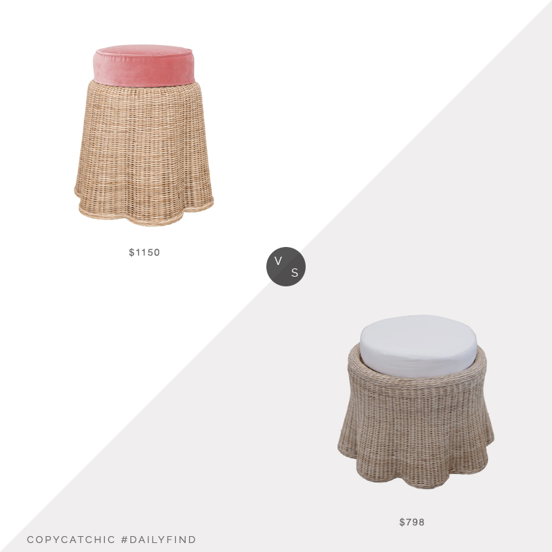 Daily Find: Society Social Birdie Wicker Stool vs. Mainly Baskets Scallop Small Round Ottoman, scalloped wicker ottoman look for less, copycatchic luxe living for less, budget home decor and design, daily finds, home trends, sales, budget travel and room redos