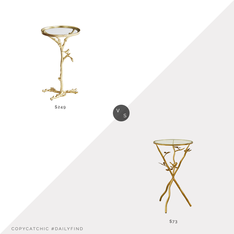 Daily Find: Ballard Designs Aviary Accent Table vs. Overstock FirsTime & Co. Gold Bird and Branches Tripod Table, gold branch side table look for less, copycatchic luxe living for less, budget home decor and design, daily finds, home trends, sales, budget travel and room redos