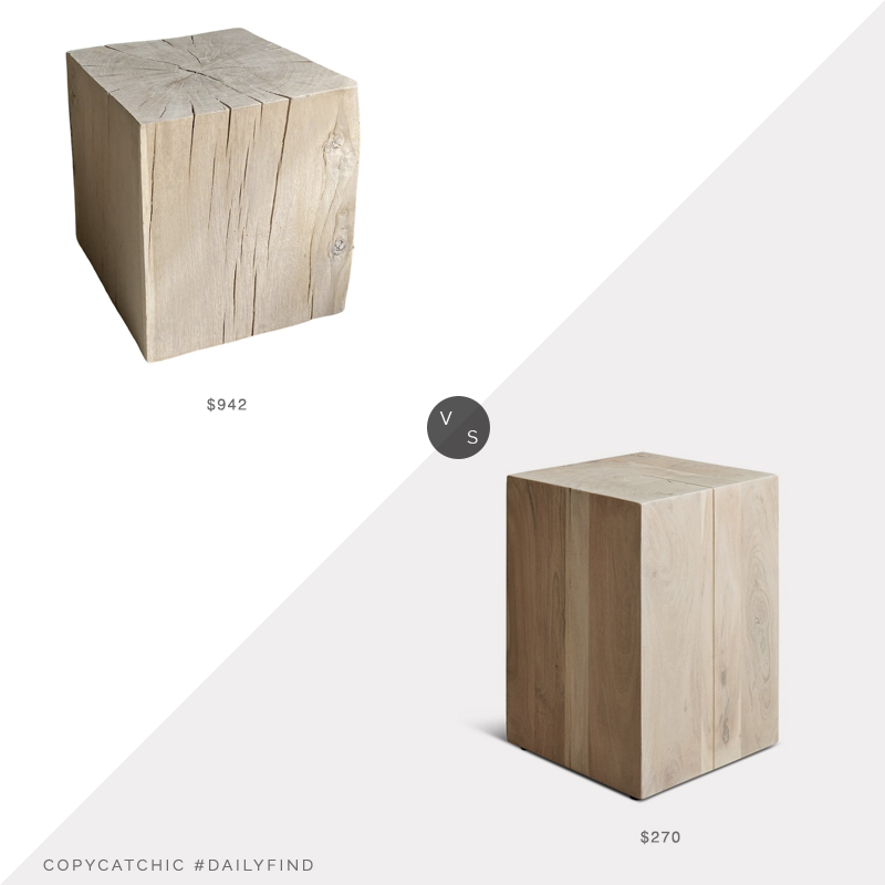 Daily Find: 1st Dibs Extra Large Cube vs. Overstock Sierra Stool, pale wood side table look for less, copycatchic luxe living for less, budget home decor and design, daily finds, home trends, sales, budget travel and room redos