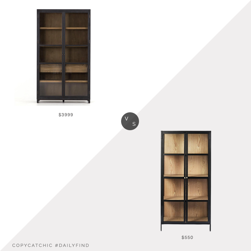 Daily Find: Burke Decor Millie Cabinet vs. Target Crystal Cove Glass Cabinet Black - Threshold Designed with Studio McGee, black and wood cabinet look for less, copycatchic luxe living for less, budget home decor and design, daily finds, home trends, sales, budget travel and room redos