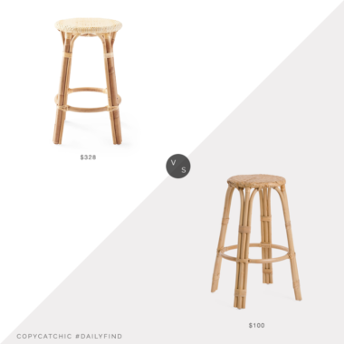 Daily Find: Serena & Lily Sunwashed Riviera Backless Counter Stool vs. TJ Maxx Rattan Counter Stool, rattan counter stool look for less, copycatchic luxe living for less, budget home decor and design, daily finds, home trends, sales, budget travel and room redos