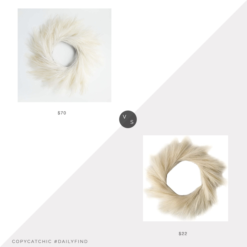 Daily Find: Crate and Barrel Faux Pampas Grass Wreath vs. Amazon MCDSAJ Boho Pampas Grass Wreath, pampas grass wreath look for less, copycatchic luxe living for less, budget home decor and design, daily finds, home trends, sales, budget travel and room redos