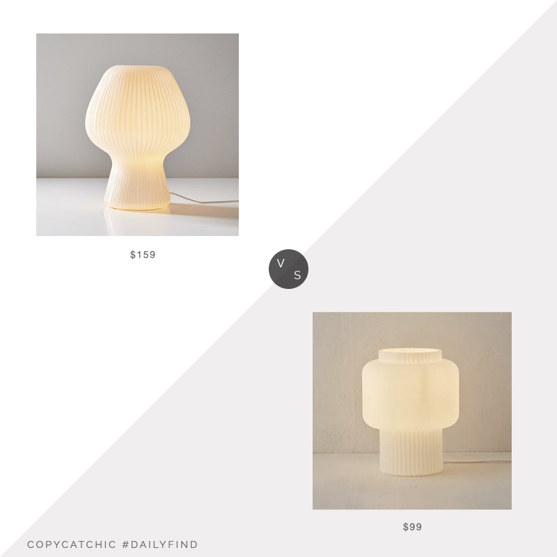 Daily Find: West Elm Ribbed Glass Table Lamp vs. Urban Outfitters Arturo Glass Table Lamp, ribbed table lamp look for less, copycatchic luxe living for less, budget home decor and design, daily finds, home trends, sales, budget travel and room redos