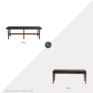 Daily Find: Pottery Barn Fenton Woven Leather Bench vs. Grandin Road Augusto Woven Bench, woven leather bench look for less, copycatchic luxe living for less, budget home decor and design, daily finds, home trends, sales, budget travel and room redos