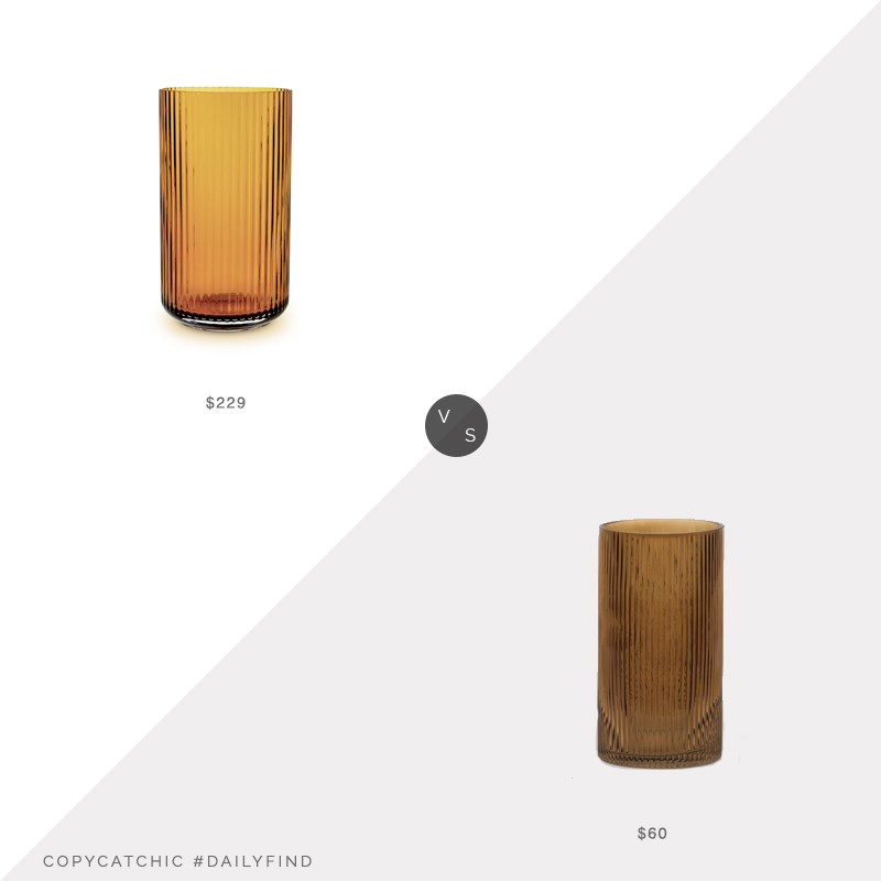 Daily Find: Pottery Barn Lyngby Amber Glass Vase vs. SunnyShopLA Etsy Large Fluted Glass Vase, amber glass vase look for less, copycatchic luxe living for less, budget home decor and design, daily finds, home trends, sales, budget travel and room redos