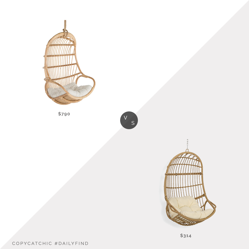 Daily Find: Wayfair Grovelane Sarahi Porch Swing vs. Homethreads Richards Outdoor/Indoor Wicker Hanging Chair, rattan hanging chair look for less, copycatchic luxe living for less, budget home decor and design, daily finds, home trends, sales, budget travel and room redos