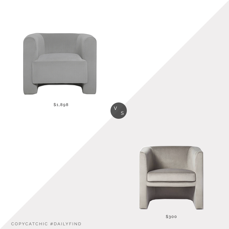 Daily Find: Lulu & Georgia Kennard Accent Chair vs. Target Vernon Upholstered Barrel Accent Chair, gray barrel chair look for less, copycatchic luxe living for less, budget home decor and design, daily finds, home trends, sales, budget travel and room redos