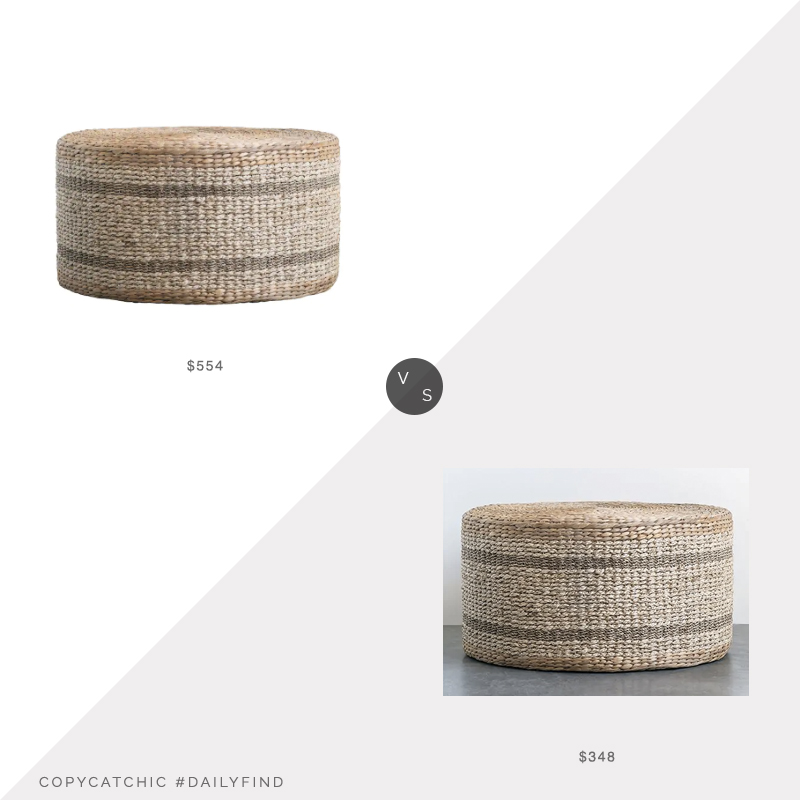 Daily Find: Michaels Brown Striped Hyacinth and Seagrass Ottoman vs. Antique Farmhouse Hyacinth and Seagrass Ottoman, striped seagrass ottoman look for less, copycatchic luxe living for less, budget home decor and design, daily finds, home trends, sales, budget travel and room redos