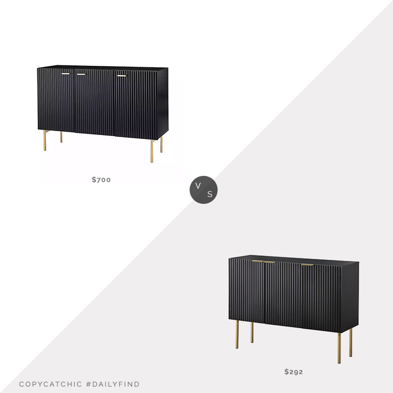 Daily Find: Kirkland's Black Ribbed Wood Sideboard Cabinet vs. Walmart TMS Medina Contemporary Channel Front Sideboard, black ribbed sideboard look for less, copycatchic luxe living for less, budget home decor and design, daily finds, home trends, sales, budget travel and room redos