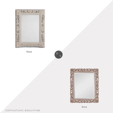 Daily Find: Arhaus Catia Wall Mirror vs. Wayfair Schmeling Rectangle Metal Wall Mirror, carved wood mirror look for less, copycatchic luxe living for less, budget home decor and design, daily finds, home trends, sales, budget travel and room redos