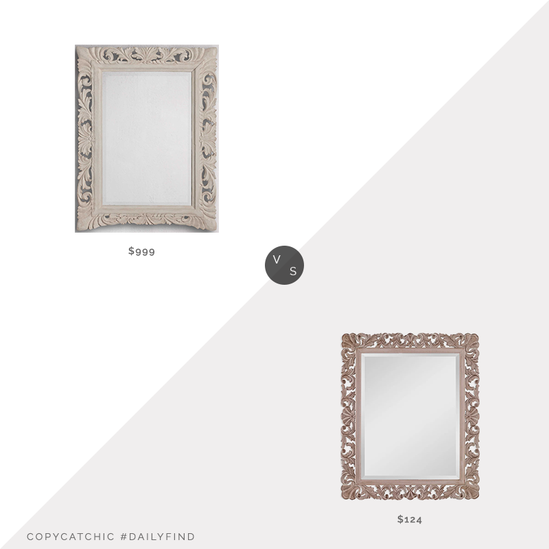 Daily Find: Arhaus Catia Wall Mirror vs. Wayfair Schmeling Rectangle Metal Wall Mirror, carved wood mirror look for less, copycatchic luxe living for less, budget home decor and design, daily finds, home trends, sales, budget travel and room redos