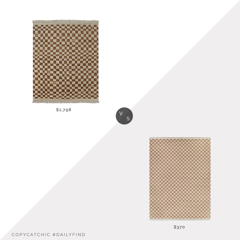 Daily Find: Lulu & Georgia Irregular Checkerboard Rug vs. Wayfair Habra Recycled Checkered Area Rug, beige checker rug look for less, copycatchic luxe living for less, budget home decor and design, daily finds, home trends, sales, budget travel and room redos