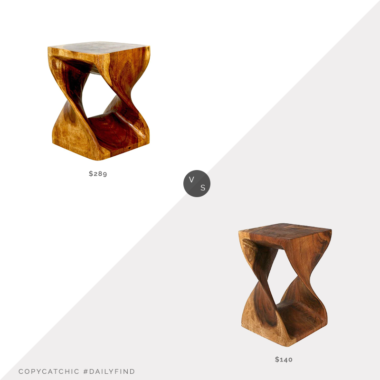 Daily Find: Modish Haussmann Twist End Table vs. Amazon Strata Furniture Walnut Twist Stool, twisted wood table look for less, copycatchic luxe living for less, budget home decor and design, daily finds, home trends, sales, budget travel and room redos