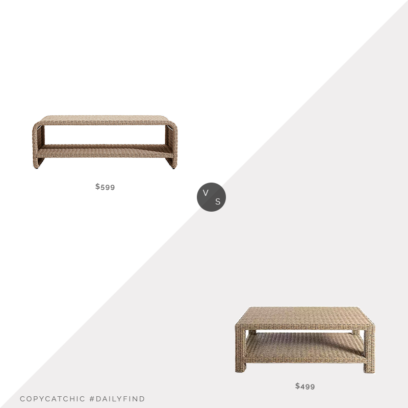 Daily Find: Crate & Barrel Grotta Outdoor Coffee Table vs. Kirkland's Woven Oasis Outdoor Coffee Table, outdoor coffee table look for less, copycatchic luxe living for less, budget home decor and design, daily finds, home trends, sales, budget travel and room redos