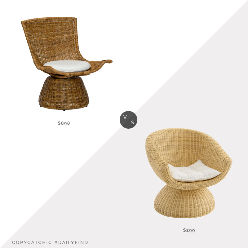Daily Find: Anthropologie Healdsburg Rattan Swivel Chair vs. World Market Nikita Rattan Swivel Chair, rattan swivel chair look for less, copycatchic luxe living for less, budget home decor and design, daily finds, home trends, sales, budget travel and room redos