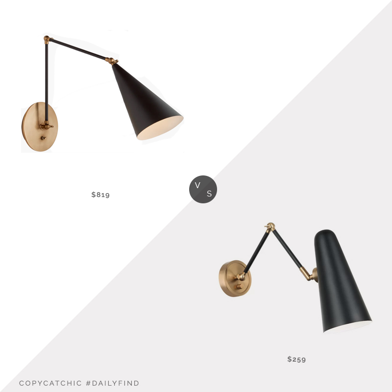 Daily Find: Visual Comfort Clemente Double Arm Sconce vs. Matteo Lighting Blink Wall Sconce, black cone sconce look for less, copycatchic luxe living for less, budget home decor and design, daily finds, home trends, sales, budget travel and room redos