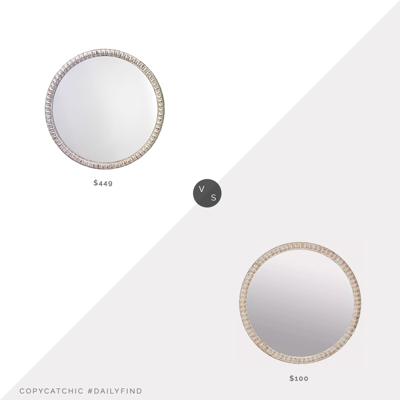 Daily Find: Pottery Barn Audrey Round Beaded Mirror vs. Kirkland's Round Natural Beaded Wall Mirror, wood beaded mirror look for less, copycatchic luxe living for less, budget home decor and design, daily finds, home trends, sales, budget travel and room redos