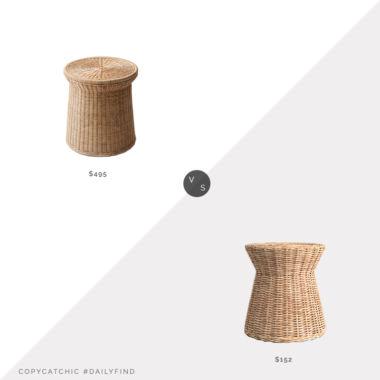 Daily Find: The Citizenry Ora Wicker Side Table vs. Wayfair Lupe Drum End Table, wicker side table look for less, copycatchic luxe living for less, budget home decor and design, daily finds, home trends, sales, budget travel and room redos