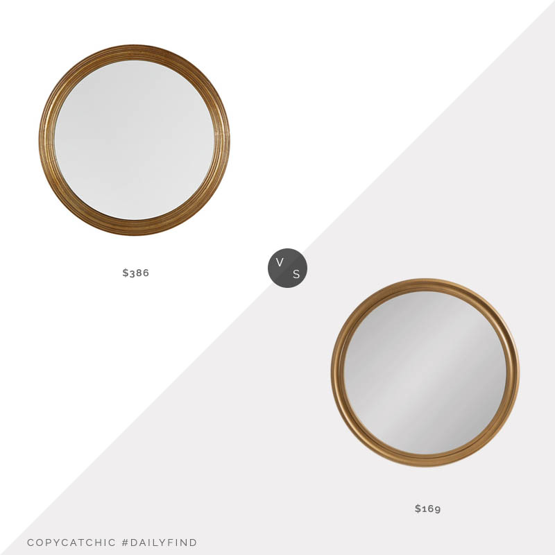 Daily Find: Ballard Designs High Mirror vs. Overstock Kate and Laurel Mansell Wood Mirror, round gold mirror look for less, copycatchic luxe living for less, budget home decor and design, daily finds, home trends, sales, budget travel and room redos