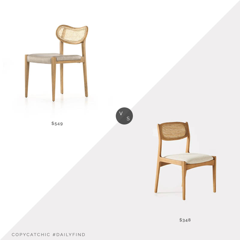 Daily Find: Burke Decor Braman Dining Chair vs. Anthropologie Zoey Caned Armless Dining Chair, cane back dining chair look for less, copycatchic luxe living for less, budget home decor and design, daily finds, home trends, sales, budget travel and room redos