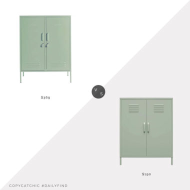 Daily Find: Maisonette Mustard Made Midi Locker vs. Amazon REALROOMS Shadwick Metal Locker, green locker look for less, copycatchic luxe living for less, budget home decor and design, daily finds, home trends, sales, budget travel and room redos