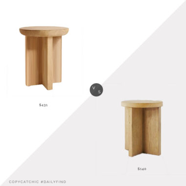 Daily Find: Rejuvenation Mesa Indoor/Outdoor Side Table vs. Target Bluff Park Round Wood Accent Table, wood cross base side table look for less, copycatchic luxe living for less, budget home decor and design, daily finds, home trends, sales, budget travel and room redos