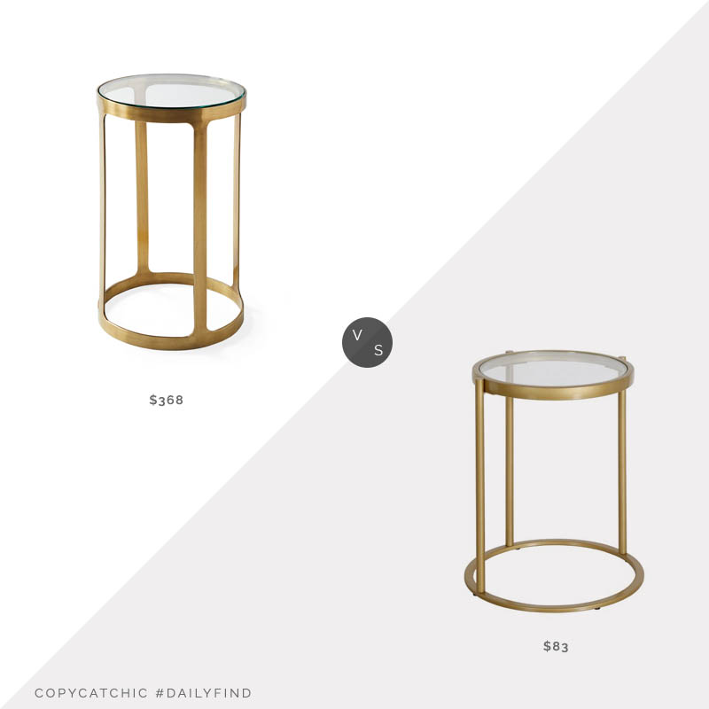 Daily Find: Serena & Lily Piedmont Martini Table vs. Home Depot Duxbury Brass Round Side Table, gold glass side table look for less, copycatchic luxe living for less, budget home decor and design, daily finds, home trends, sales, budget travel and room redos